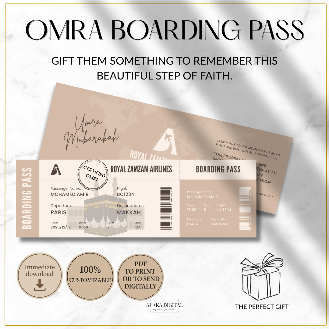 Boarding Pass Omra – Un Cadeau Spirituel Unique pour un Voyage Inoubliable