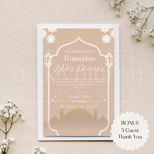 Ramadan Invitation & Decor: Guest Thank You Cards, Iftar Party Invite, Islamic Template