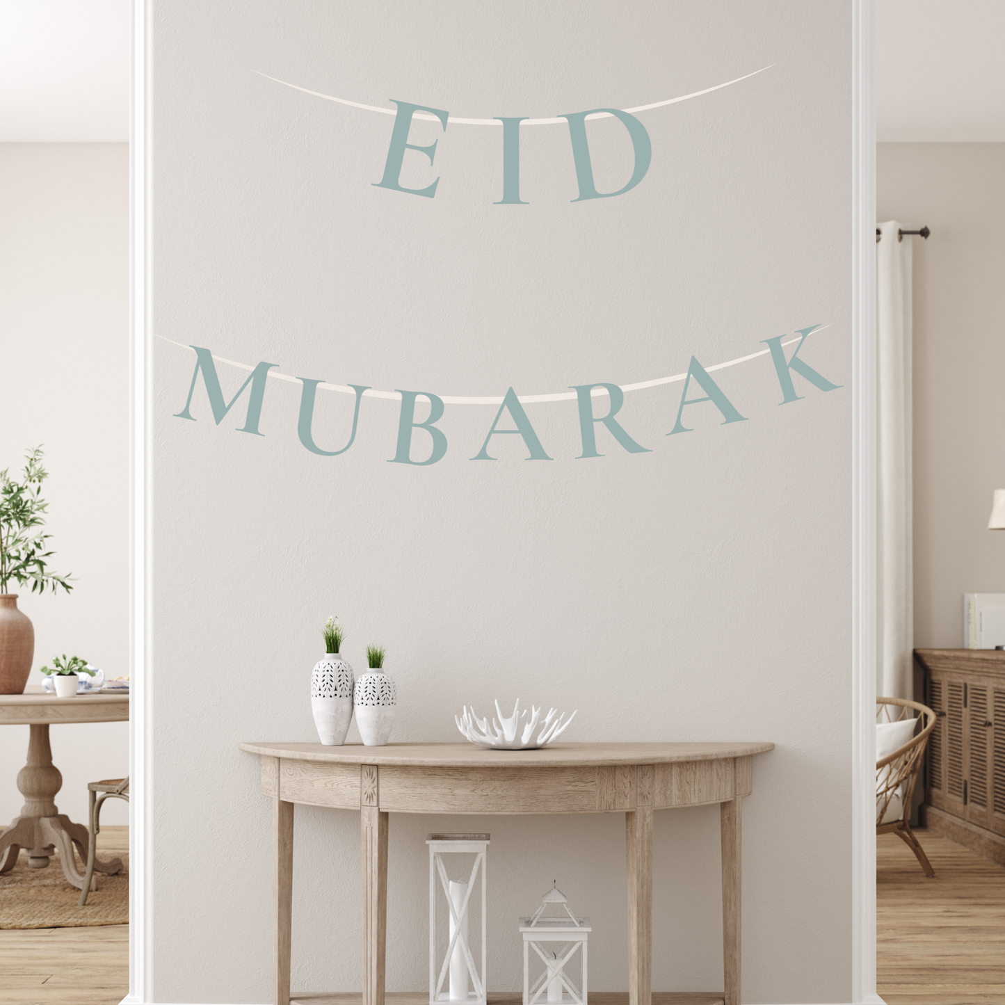 Bannière de l'Aïd Moubarak – Décoration imprimable | Décorations de fête, guirlande de l'Aïd, fournitures pour fêtes musulmanes