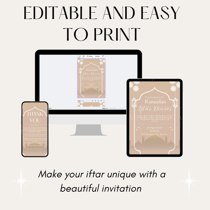 Invitation et décoration du Ramadan : cartes de remerciement pour les invités, invitation à une fête Iftar, modèle islamique