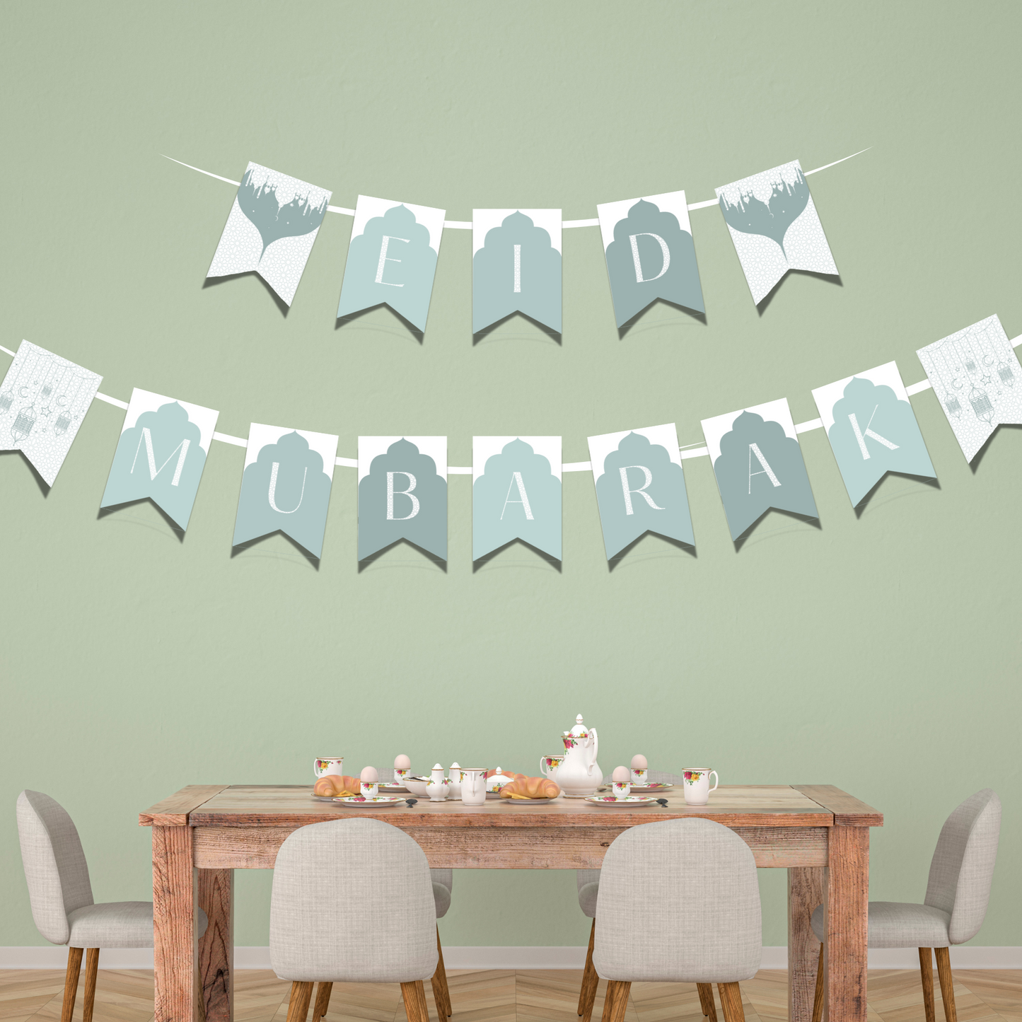 Bannière de l'Aïd Moubarak – Décoration imprimable | Décorations de fête, guirlande de l'Aïd, fournitures pour fêtes musulmanes