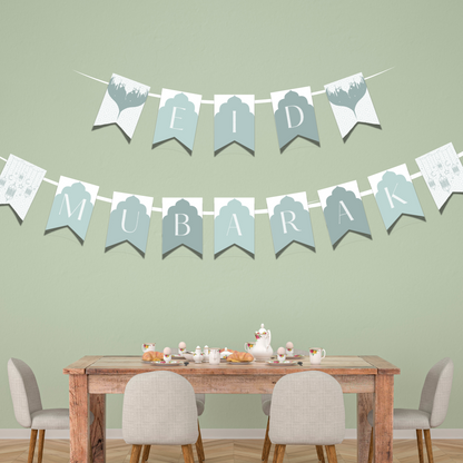 Bannière de l'Aïd Moubarak – Décoration imprimable | Décorations de fête, guirlande de l'Aïd, fournitures pour fêtes musulmanes