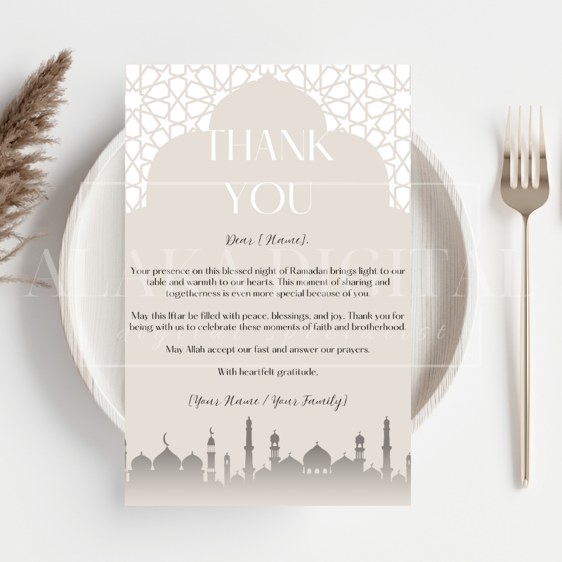 Invitation et décoration du Ramadan : cartes de remerciement pour les invités, invitation à une fête Iftar, modèle islamique