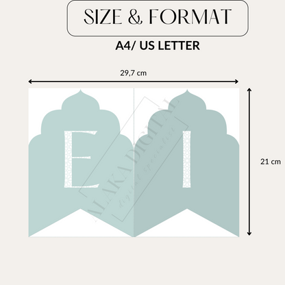Bannière de l'Aïd Moubarak – Décoration imprimable | Décorations de fête, guirlande de l'Aïd, fournitures pour fêtes musulmanes