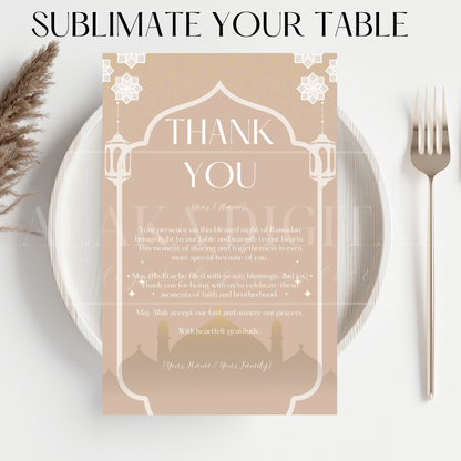 Invitation et décoration du Ramadan : cartes de remerciement pour les invités, invitation à une fête Iftar, modèle islamique