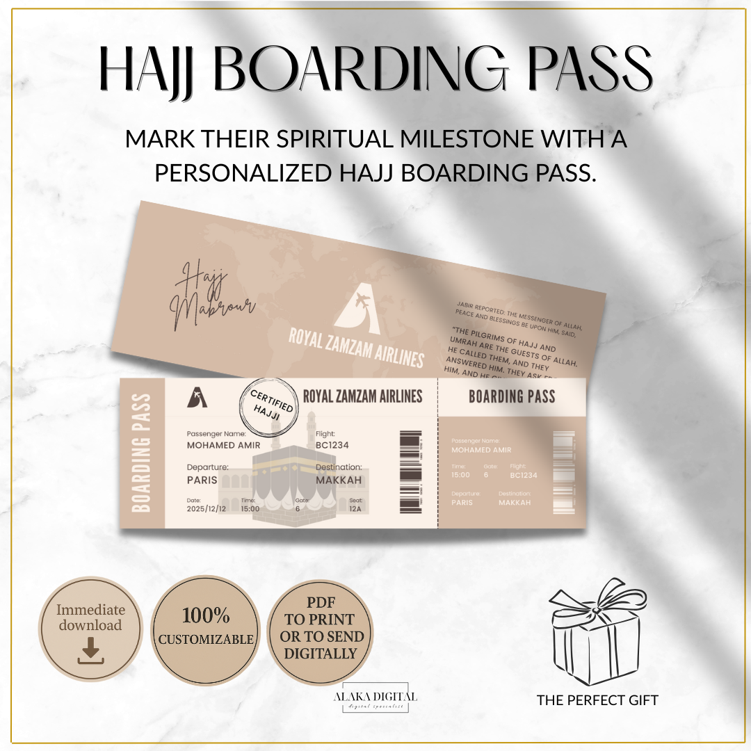 Symbolic Hajj Boarding Pass – A Unique Spiritual Gift for Pilgrims