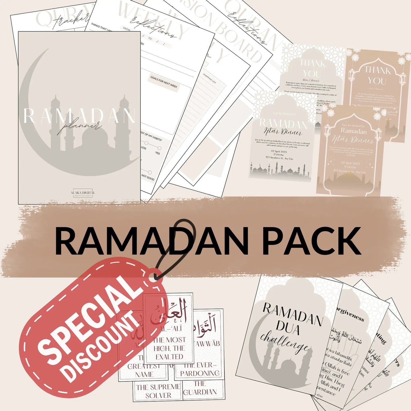 Pack numérique Ramadan – Agenda, défi Dua et cartes mémo des 99 noms d’Allah