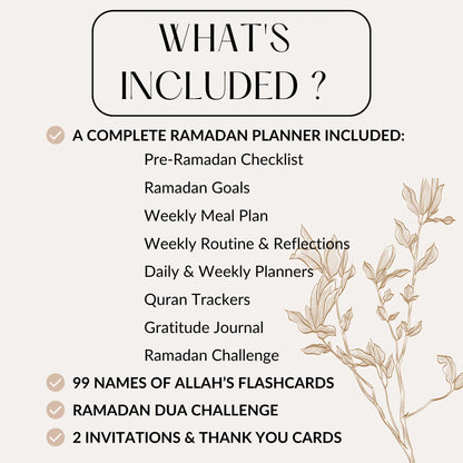Pack numérique Ramadan – Agenda, défi Dua et cartes mémo des 99 noms d’Allah