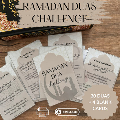 30 Du'a Flashcards: Islamic Printable | Arabic, Transliteration & English | Digital Gift