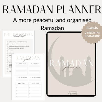 Ultimate Ramadan Planner Bundle: Digital Quran & Salat Tracker, Meal Planner, Undated Journal & More – All-in-One Muslim Calendar