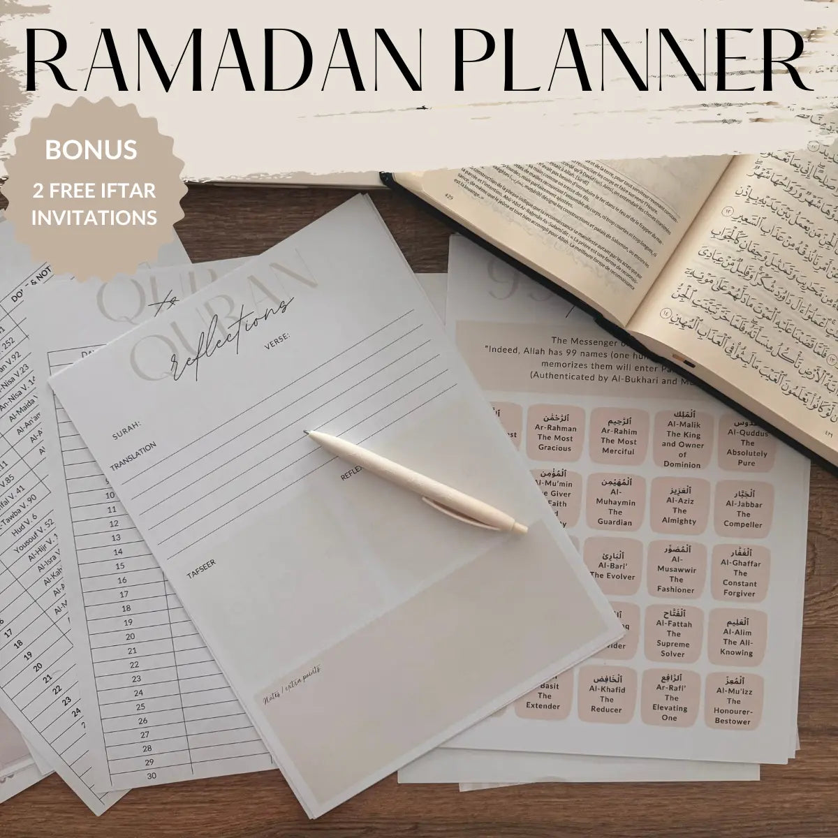 Ultimate Ramadan Planner Bundle: Digital Quran & Salat Tracker, Meal Planner, Undated Journal & More – All-in-One Muslim Calendar