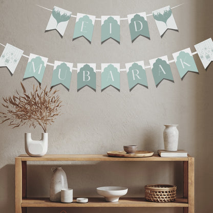 Bannière de l'Aïd Moubarak – Décoration imprimable | Décorations de fête, guirlande de l'Aïd, fournitures pour fêtes musulmanes