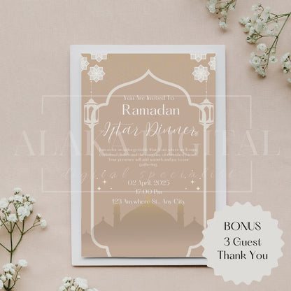 Invitation et décoration du Ramadan : cartes de remerciement pour les invités, invitation à une fête Iftar, modèle islamique